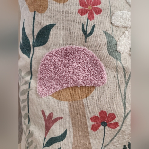 Embroidered Floral Mushroom Throw Pillow 16in X 16in - Picture 5 of 7